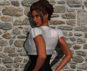 Картинка cathy 3д+графика люди+ people девушка взгляд фон стена