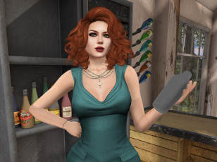 Картинка 3д+графика люди+ people фон девушка взгляд рыжая