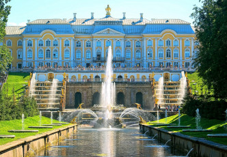 Картинка города санкт-петербург +петергоф+ россия фонтан