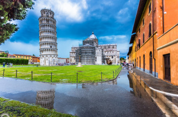Картинка города пиза+ италия башня площадь