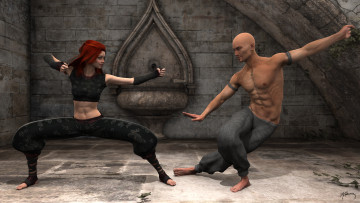 Картинка 3д+графика люди+ people девушка взгляд фон мужчина поза