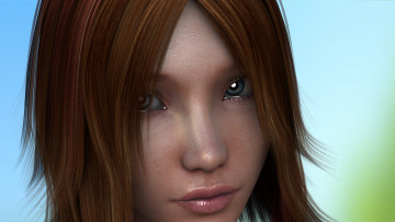 Картинка 3д+графика портрет+ portraits девушка взгляд фон