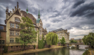 Картинка strasbourg +france города страсбург+ франция здания мост набережная канал