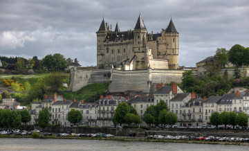 Картинка ch& 226 teau+de+saumur города замки+франции река городок замок