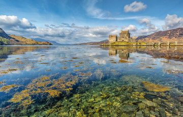 Картинка eilean+donan+castle города замок+эйлен-донан+ шотландия горы озеро замок