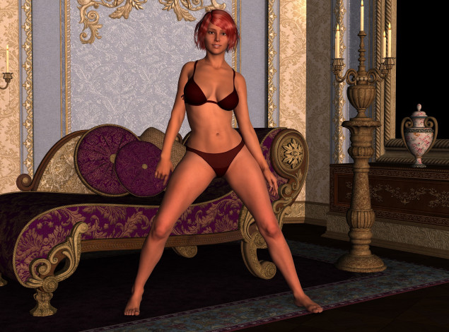 Обои картинки фото 3д графика, люди , people, девушка, фон, интерьер, взгляд