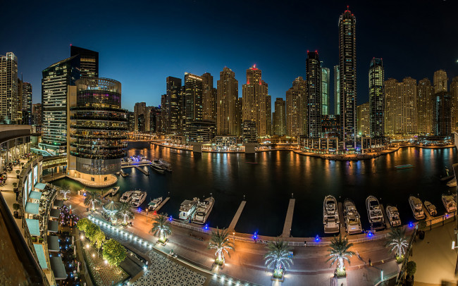 Обои картинки фото dubai marina, города, дубай , оаэ, ночь, акватория, небоскребы