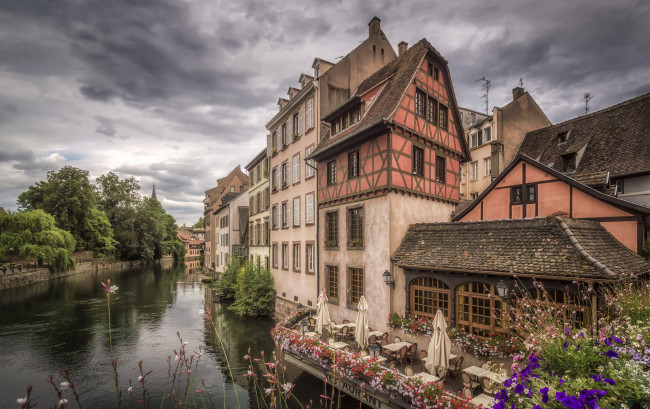 Обои картинки фото города, страсбург , франция, набережная, канал, здания