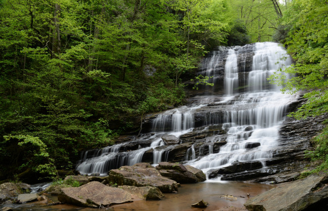 Обои картинки фото природа, водопады, водопад, река, лес