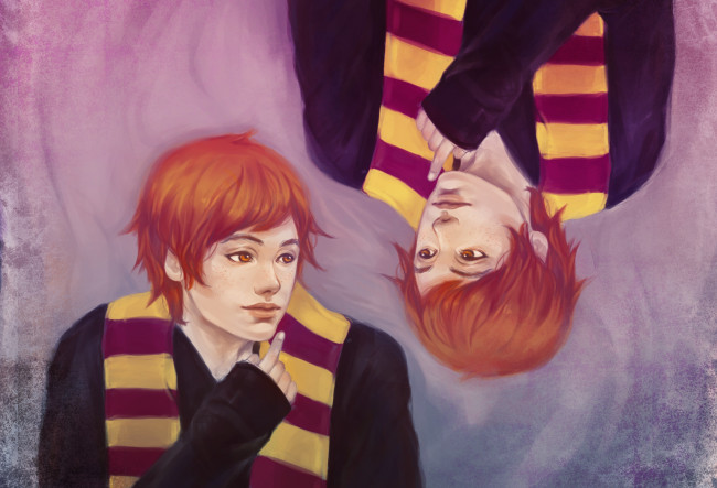 Обои картинки фото рисованное, люди, близнецы, рыжие, парни