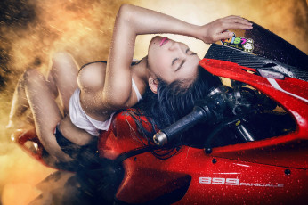 обоя мотоциклы, мото с девушкой, байк, девица