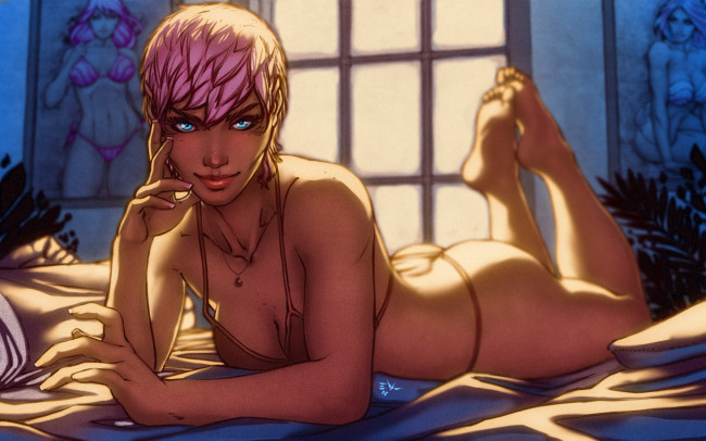 Обои картинки фото рисованное, люди, art, попа, грудь, взгляд, свет, sunlight, эротика, девушка