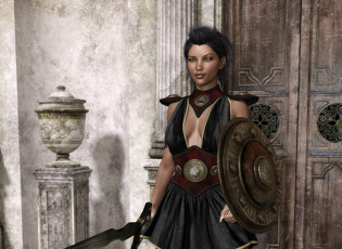 Картинка 3д+графика амазонки+ amazon девушки взгляд фон