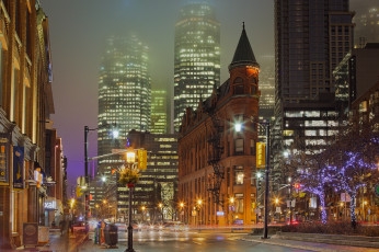 Картинка gooderham+building города торонто+ канада ночь авеню