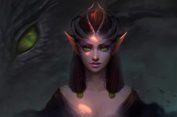 Картинка фэнтези эльфы фон взгляд эльфийка