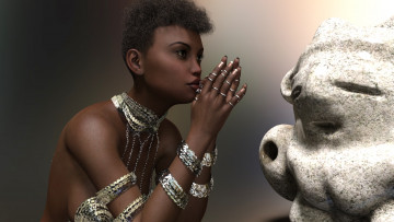 Картинка 3д+графика фантазия+ fantasy девушка фон взгляд