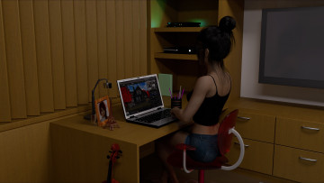 Картинка 3д+графика люди+ people девушка взгляд фон