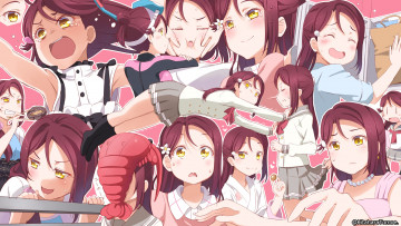 Картинка аниме love+live +school+idol+project фон взгляд девушки