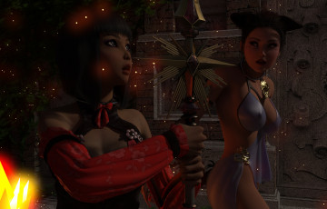 Картинка 3д+графика люди+ people девушки взгляд фон