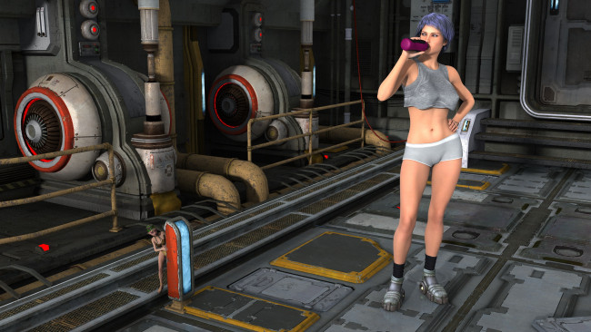 Обои картинки фото 3д графика, фантазия , fantasy, девушка, взгляд, фон