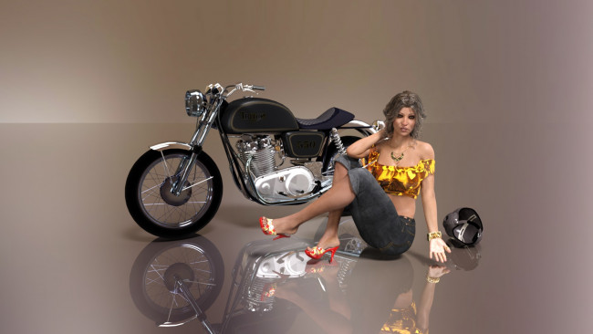 Обои картинки фото 3д графика, люди-авто, мото , people- car ,  moto, взгляд, фон, девушка