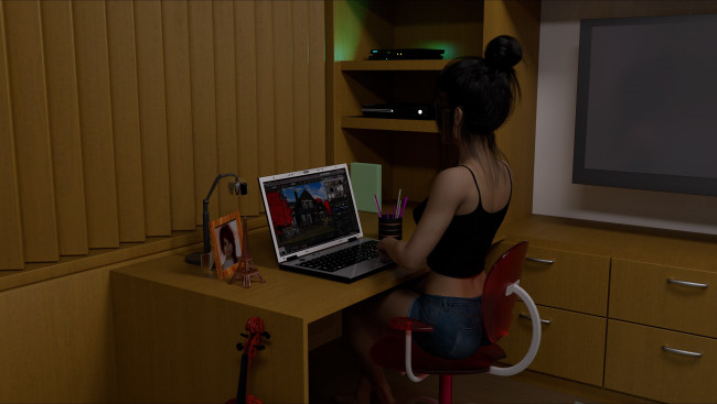 Обои картинки фото 3д графика, люди , people, девушка, взгляд, фон