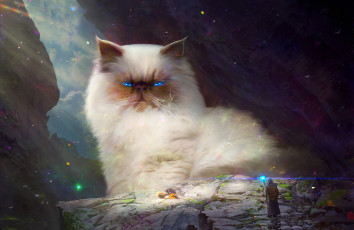 Картинка фэнтези иные+миры +иные+времена люди божество кот фон