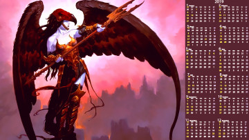 Картинка календари фэнтези женщина крылья оружие