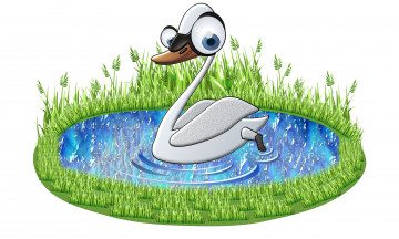 Картинка векторная+графика животные+ animals лебедь