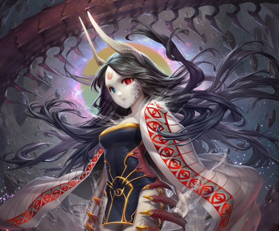 Обои картинки фото аниме, животные,  существа, девушка