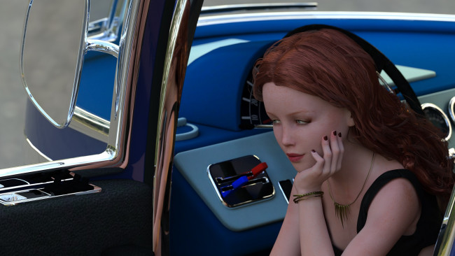 Обои картинки фото 3д графика, фантазия , fantasy, девушка, фон, взгляд