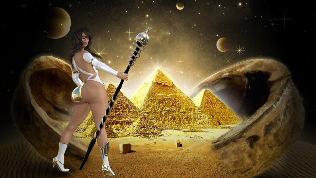 Обои картинки фото 3д графика, фантазия , fantasy, фон, девушка, взгляд