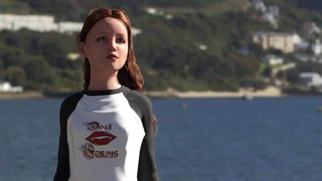 Обои картинки фото 3д графика, люди , people, фон, взгляд, девушка