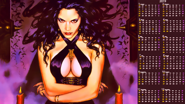 Обои картинки фото календари, фэнтези, свеча, взгляд, женщина