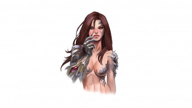 Обои картинки фото рисованное, комиксы, девушка, фон, взгляд