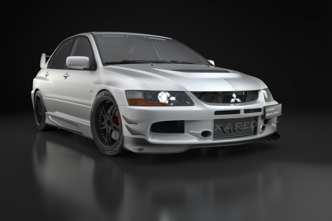 Обои картинки фото lancer evolution ix, автомобили, mitsubishi, silver, lancer, evolution, tuning, 3d