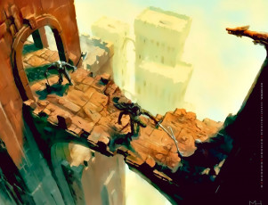 Картинка календари фэнтези поединок оружие здание мост 2019 calendar