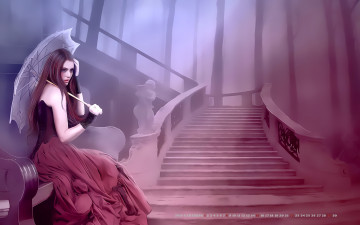 Картинка календари фэнтези лестница зонт девушка calendar 2019