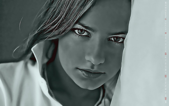 Обои картинки фото календари, компьютерный дизайн, 2019, calendar, женщина, лицо, девушка, взгляд