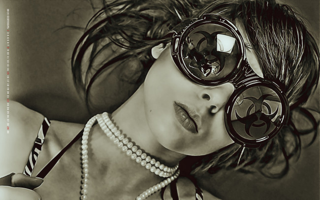 Обои картинки фото календари, компьютерный дизайн, calendar, женщина, лицо, девушка, бусы, очки, 2019