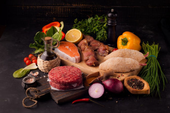 Картинка еда разное рыба мясо овощи