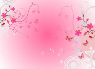 обоя векторная графика, цветы , flowers, цветы, бабочки