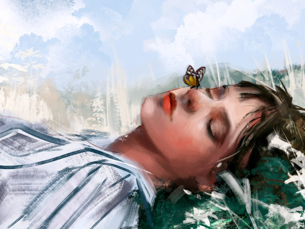 Обои картинки фото рисованное, люди, девушка, панда, panda