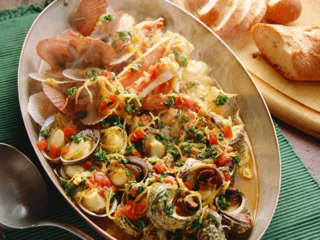 Обои картинки фото еда, рыбные, блюда, морепродуктами