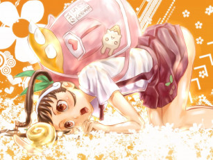 Картинка аниме bakemonogatari hachikuji+mayoi девушка форма портфель бант улитка