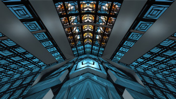 Картинка 3д графика fractal фракталы фон голубой абстракция