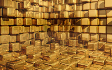 Картинка 3д графика abstract абстракции фон золотой квадраты