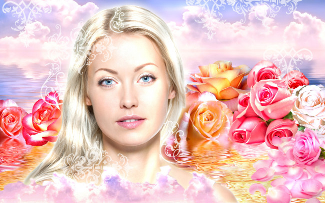 Обои картинки фото -Unsort Креатив, девушки, unsort, креатив, розы