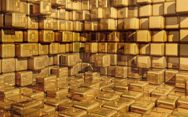 Обои картинки фото 3д, графика, abstract, абстракции, фон, золотой, квадраты