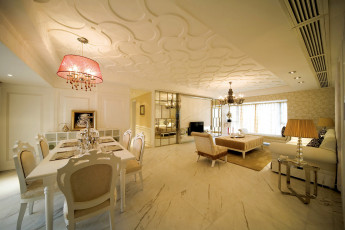 Картинка интерьер гостиная стол стулья